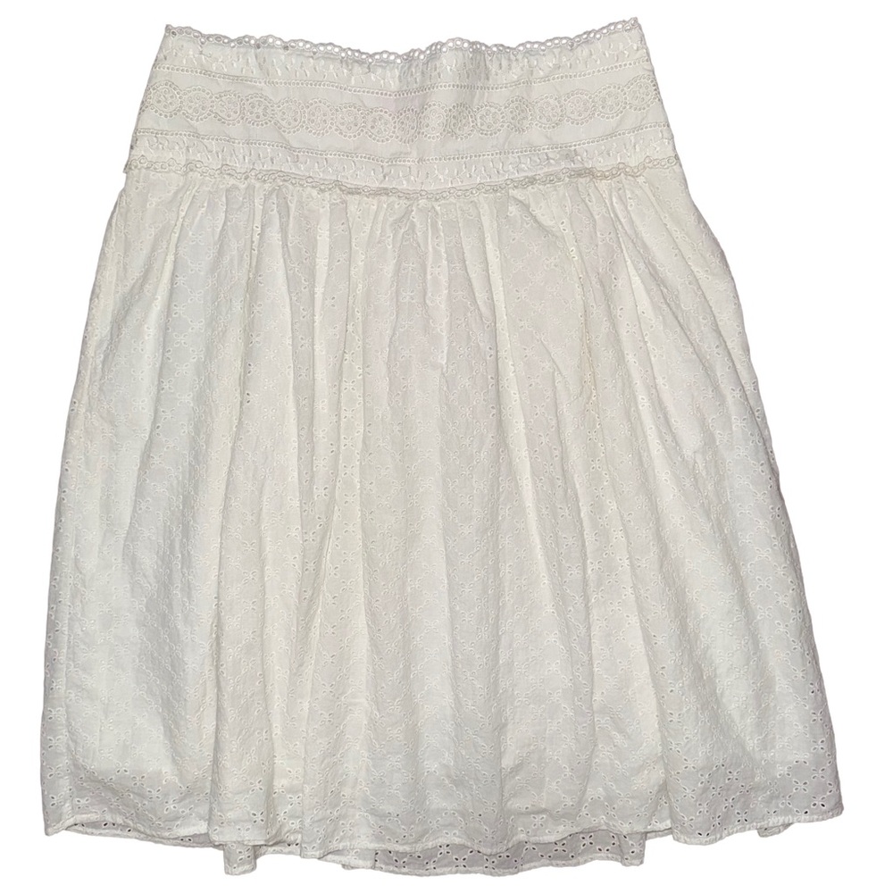 Dorothee Bis Anthropologie Eyelet Lace Cottagecore Midi Skirt Peasant Minimalist